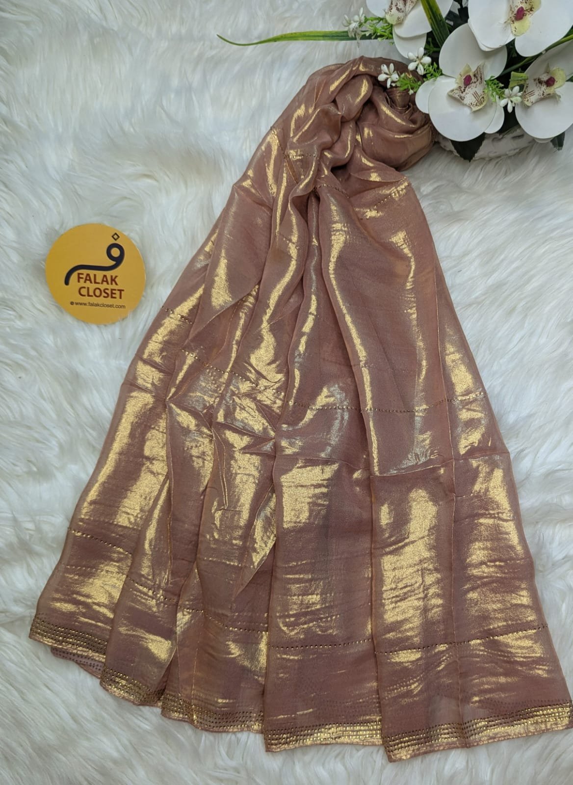 Muslin Silk Shimmary Stone Work Hijab
