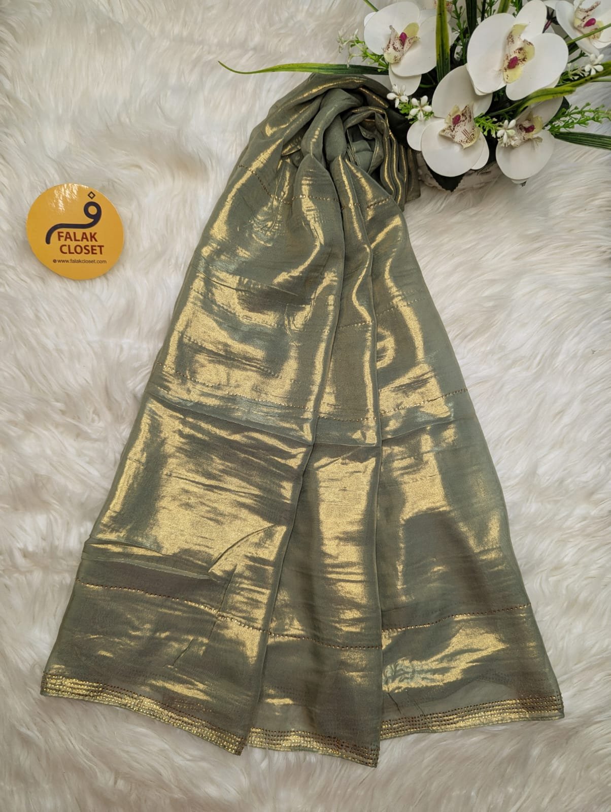 Muslin Silk Shimmary Stone Work Hijab